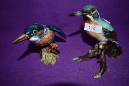 A Beswick study, Kingfisher, model no 2371 along with a similar Austrian study of a Kingfisher