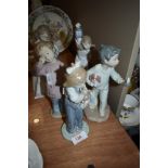 Five Nao Figurines, Girl with Dog carrying Lamp, Girl carrying Dog, Girl carrying Doll, Boy with