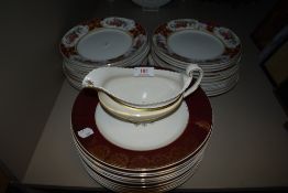 A selection of dinner and serving plates including Midwinter classic shape and Sampson Bridgwood