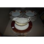 A selection of dinner and serving plates including Midwinter classic shape and Sampson Bridgwood