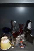 A selection of art glass animal figures including otter seal snail etc most are named including