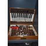 A canteen of cutlery silver plated Sheffield steel in oak case