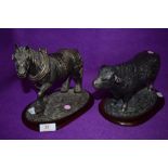 Two animal farm stock figures by Leonardo of a bull and shire horse