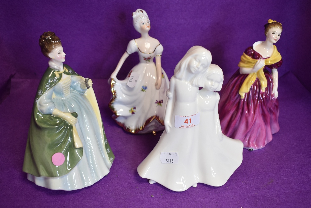 Two Royal Doulton Figurines, Premiere HN2343 and Adrienne HN2152 along with a Royal Worcester