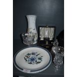 A selection of ceramics and cut glass inlcuding Meakin plates