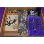 A selection of costume jewellery necklaces of various forms including sets and shell etc