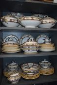 A large collection of Victorian Minton / M & co Chinese key dinner service having floral pattern and