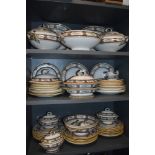 A large collection of Victorian Minton / M & co Chinese key dinner service having floral pattern and