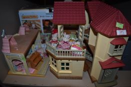 A collection of Sylvanian families toys including house and accessories.