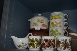 A mixed lot of retro ceramics including soup bowls and mugs.