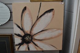 An original acrylic on canvas of still life flower in peach and pink tones