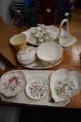 A selection of display ceramics including Royal Worcester and Aynsley