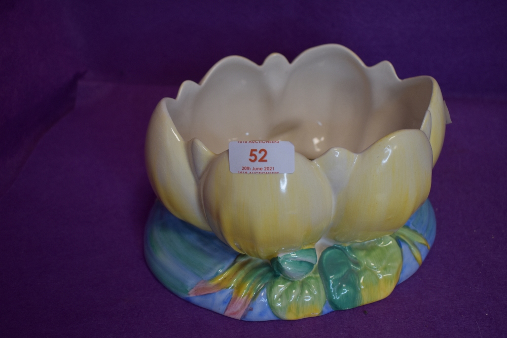 A Clarice Cliff rose or flower bowl in the design of an open water lilly