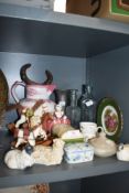 A mixed lot of items including vintage childs nursery rhyme cup and saucer, ceramics and bottles,