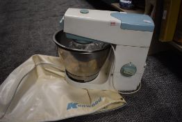 A 1960s Kenwood Chef mixer with two stainless steel bowls and K beater.