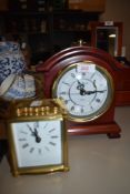 A brass cased carriage clock by Smiths and similar Highlands mantle clock