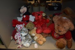 A selection of childrens cuddly soft toys including TY beanie babies