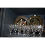 A selection of clear cut crystal glasses including wine sherry and Brandy all stamped for Royal