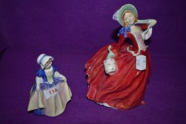 Two Royal Doulton figurines, Dinky Do HN1678 and Autumn Breezes HN1934