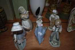 Five Nao Figurines, Girl with Hoop, Girl carrying Lamb, Girl Reclinging, Boy with Ball and Boy