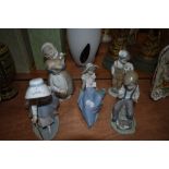 Five Nao Figurines, Girl with Hoop, Girl carrying Lamb, Girl Reclinging, Boy with Ball and Boy