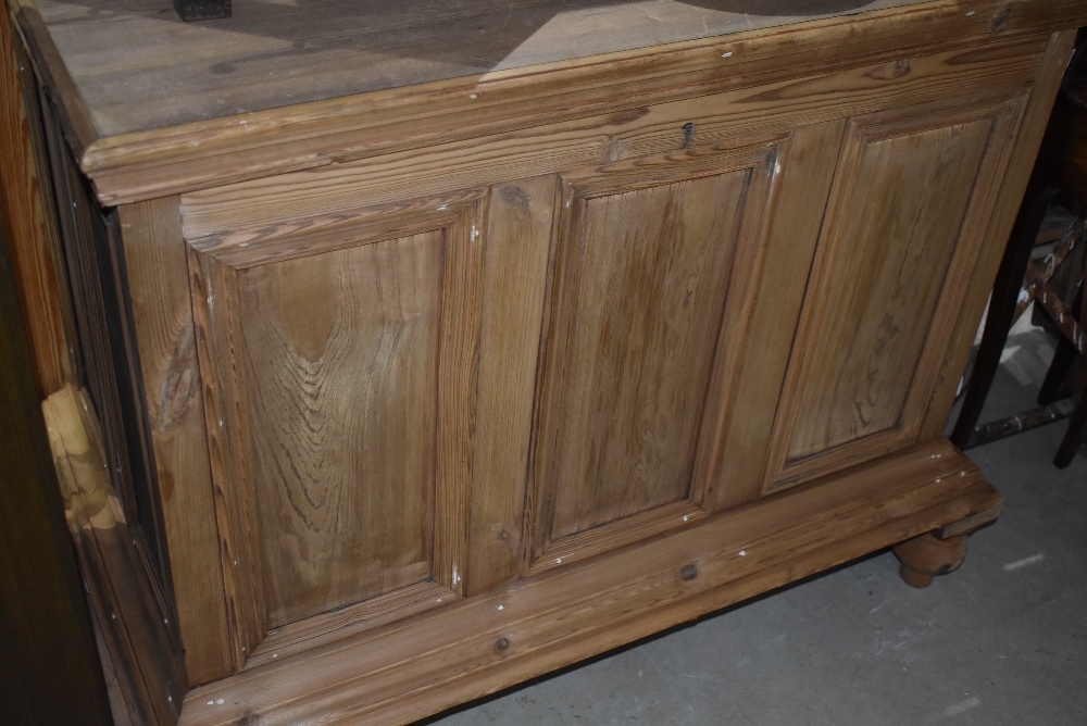 A 19th Century stripped pine panelled bedding box