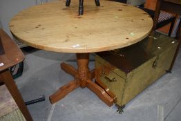 A heavy set circular pine kitchen or similar work table top