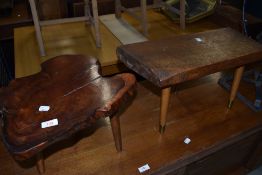 Two rustic wood occasional tables