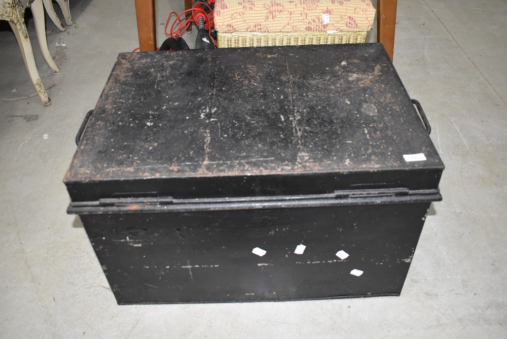 A vintage tin trunk/deed box