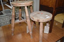 Two vintage milking type stools