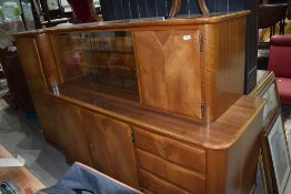 An impressive art deco buffet cocktail cabinet or breakfast bar having oak carcass with walnut or