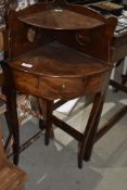 A late 18th corner stand having draw on Queen Ann style frame