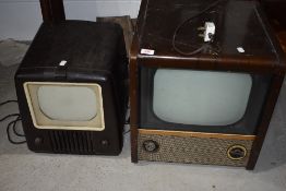 Two vintage televisions including bakelite