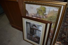 A selection of prints and picture frames including blacksmith interest