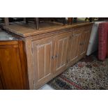 A large American oak sideboard, possibly Ethan Allen, distressed finish