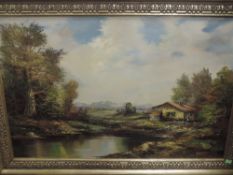 An oil painting, Karl Gatermann, landscape vista, signed and attributed verso, 60 x 90cm, plus