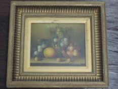 An oil painting, L Skinner, still life, signed, 19 x 23cm, plus frame and glazed