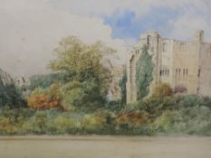 A watercolour, George Lockhart, castle ruins, attributed verso, 32 x 42cm, plus frame and glazed