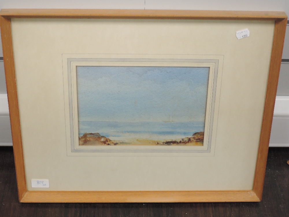 Two watercolours, D Baird Murray, seascape with distant battleships, one signed, each 18 x 26, - Image 4 of 4