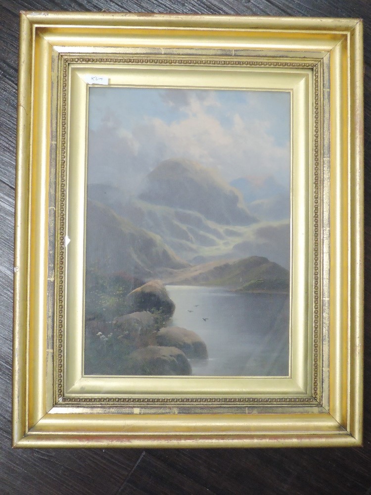 A pair of gouache paintings, John Henry Boel, Scottish mountain and loch landscapes, one signed, - Image 2 of 2