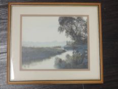 A selection of pictures, inc an oil painting, J Owen, river landscape, 29 x 39cm, plus frame