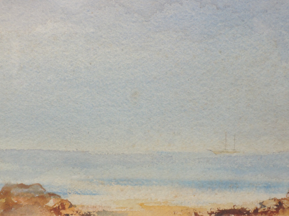 Two watercolours, D Baird Murray, seascape with distant battleships, one signed, each 18 x 26, - Image 2 of 4