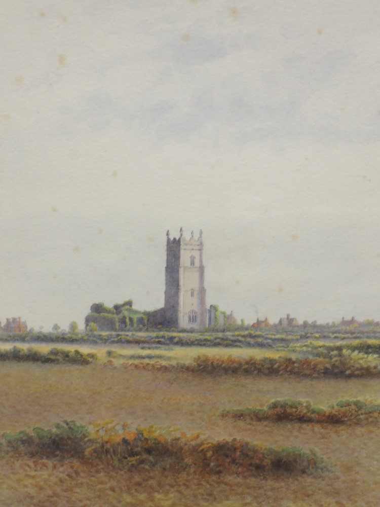 A watercolour, Ogilvy, rural church, signed and dated 1914, 28 x 22cm, plus frame and glazed