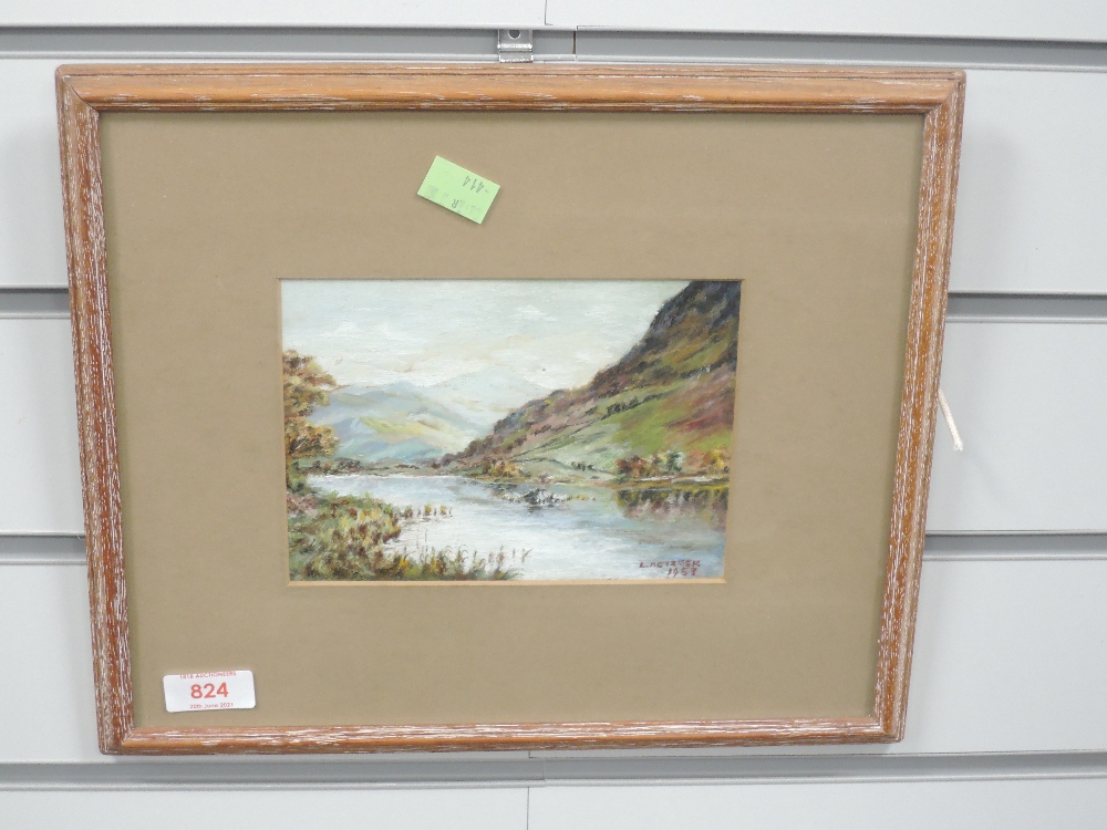 A pair of oil paintings, L Metzger, Lakes landscapes, signed and dated 1953/5, 12 x 17cm, plus frame