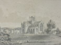 An engraving, after Greenwood, Cartmel Priory, C19th, 23 x 32cm, plus frame and glazed, a print