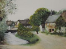 A watercolour, L Rigby, village scene, signed and dated 1914, 26 x 35cm, plus frame and glazed