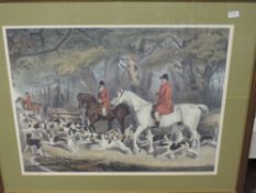 A pair prints, after R B Davis, hunting interest, 42 x 53cm, plus frame and glazed