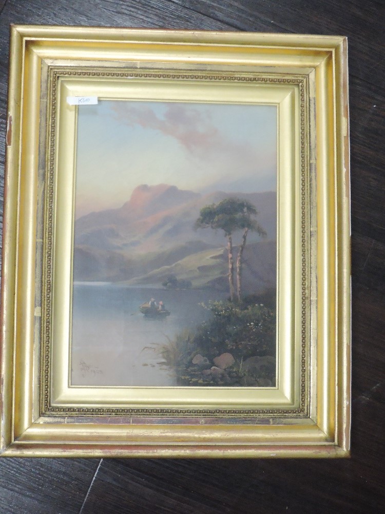 A pair of gouache paintings, John Henry Boel, Scottish mountain and loch landscapes, one signed,