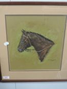 A pastel sketch, H Williams, horse head study, signed and dated 1985, 31 x 27cm, plus frame and