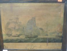 A print, The St Fiorenzo, galleon C19th, 34 x 44cm, plus frame